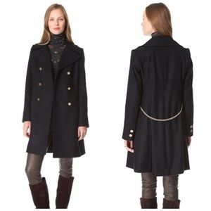 Club Monaco Gold chain wool coat elegant gold button double breast with chain